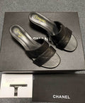 Chanel Black Quilted Slide Sandals