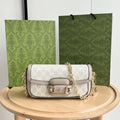 Gucci GG Horsebit Shoulder Bag, Ivory & Light Grey