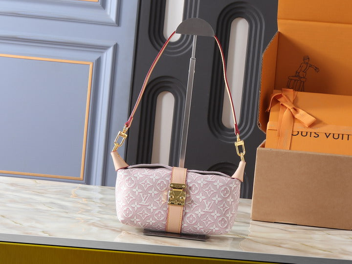 Louis Vuitton Pink Monogram Shoulder Bag with Long Strap