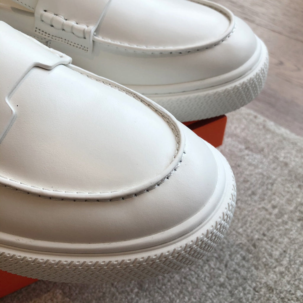 HERMES IKE SLIP-ON SNEAKER WHITE CALFSKIN