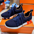HERMES DEPART SLIP-ON SNEAKER IN NAVY BLUE KNIT AND CALFSKIN